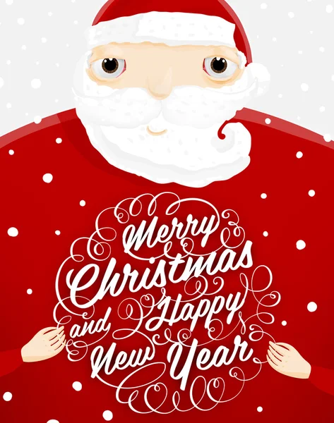 Санта-Клаус с новогодней этикеткой — стоковый вектор