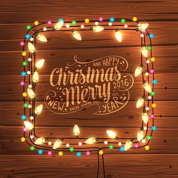 Cadre de lumières de Noël — Image vectorielle