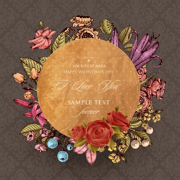 Vintage kaart met bloemen — Stockvector