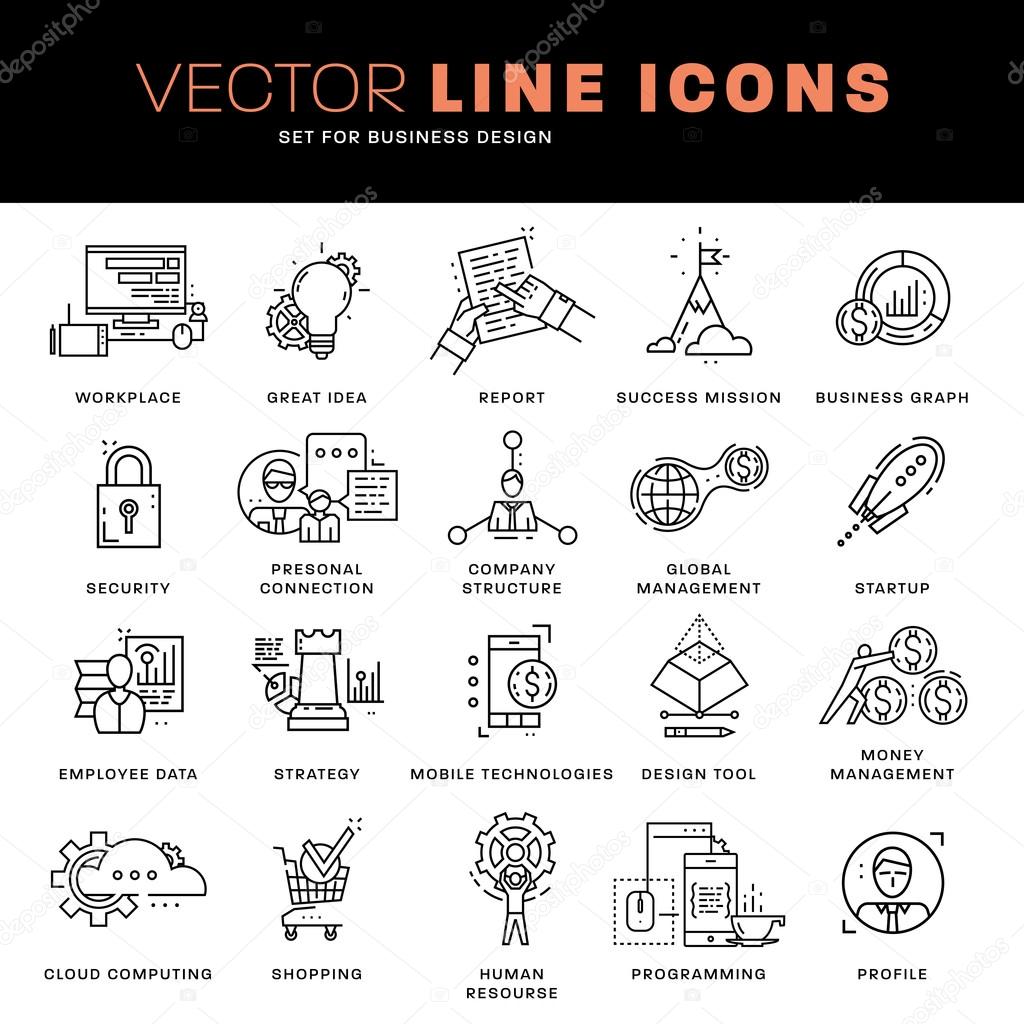 Thin Line Icons Set