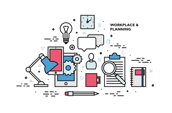 Lugar de trabajo y concepto de planificación . — Archivo Imágenes Vectoriales