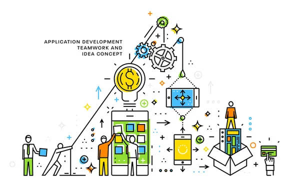 Trabajo en equipo y concepto de ideas . — Archivo Imágenes Vectoriales