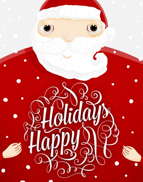 Santa Claus with New Year Label — Stock Vector