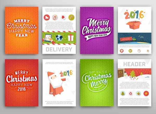 Conjunto de tarjetas de Navidad — Vector de stock