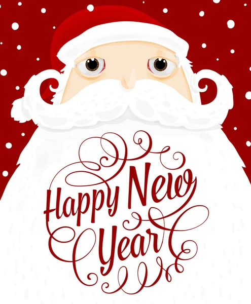 Santa Claus with New Year Label — Stock Vector