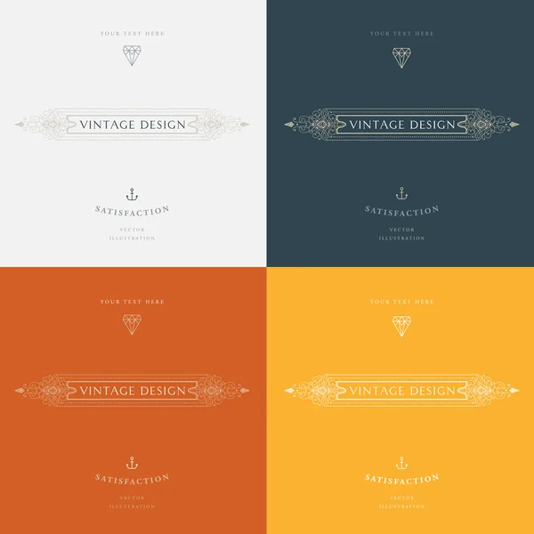 Conjunto de elegantes marcos vintage — Vector de stock