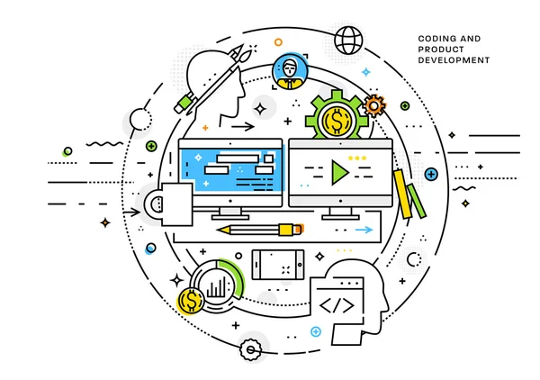 Codificación y desarrollo de productos . — Archivo Imágenes Vectoriales