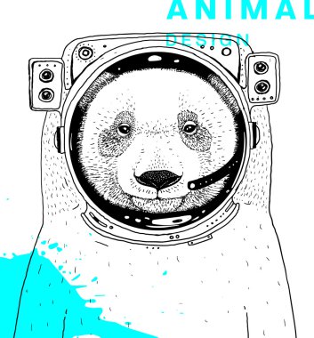 Çizgi film ayı astronot uzay giysisi içinde