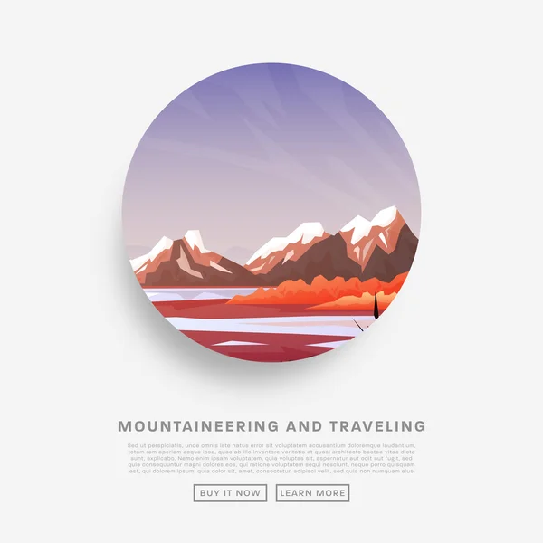 Mountaineering and Traveling  Illustration — Stock Vector