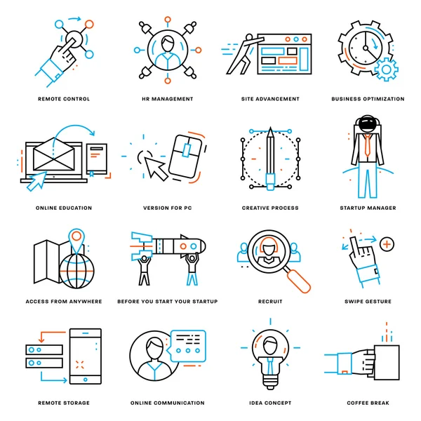 Tecnologia e elementos de negócio —  Vetores de Stock