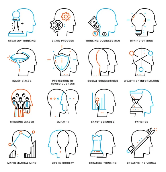 Cerveau, ensemble d'icônes de l'esprit Vecteur En Vente