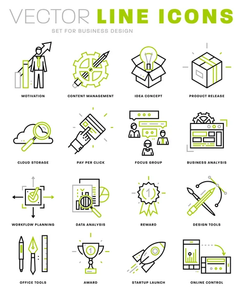 Conjunto de iconos, elementos de negocio — Vector de stock