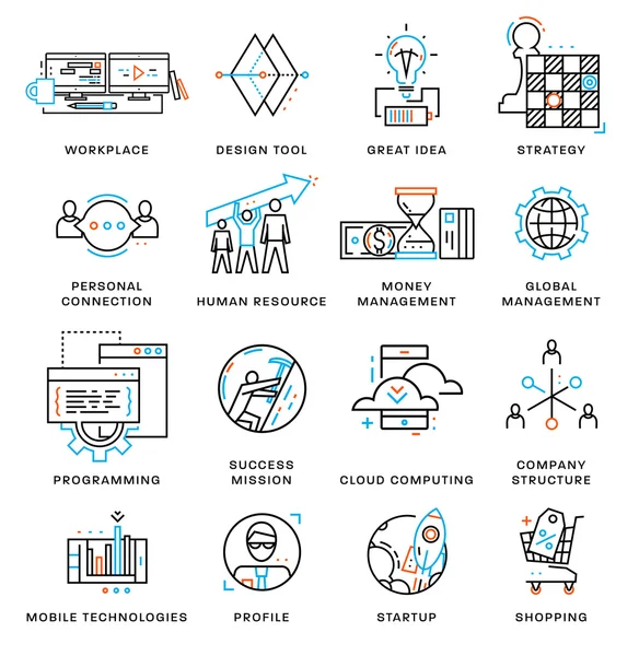 Tecnologia e elementos de negócio —  Vetores de Stock