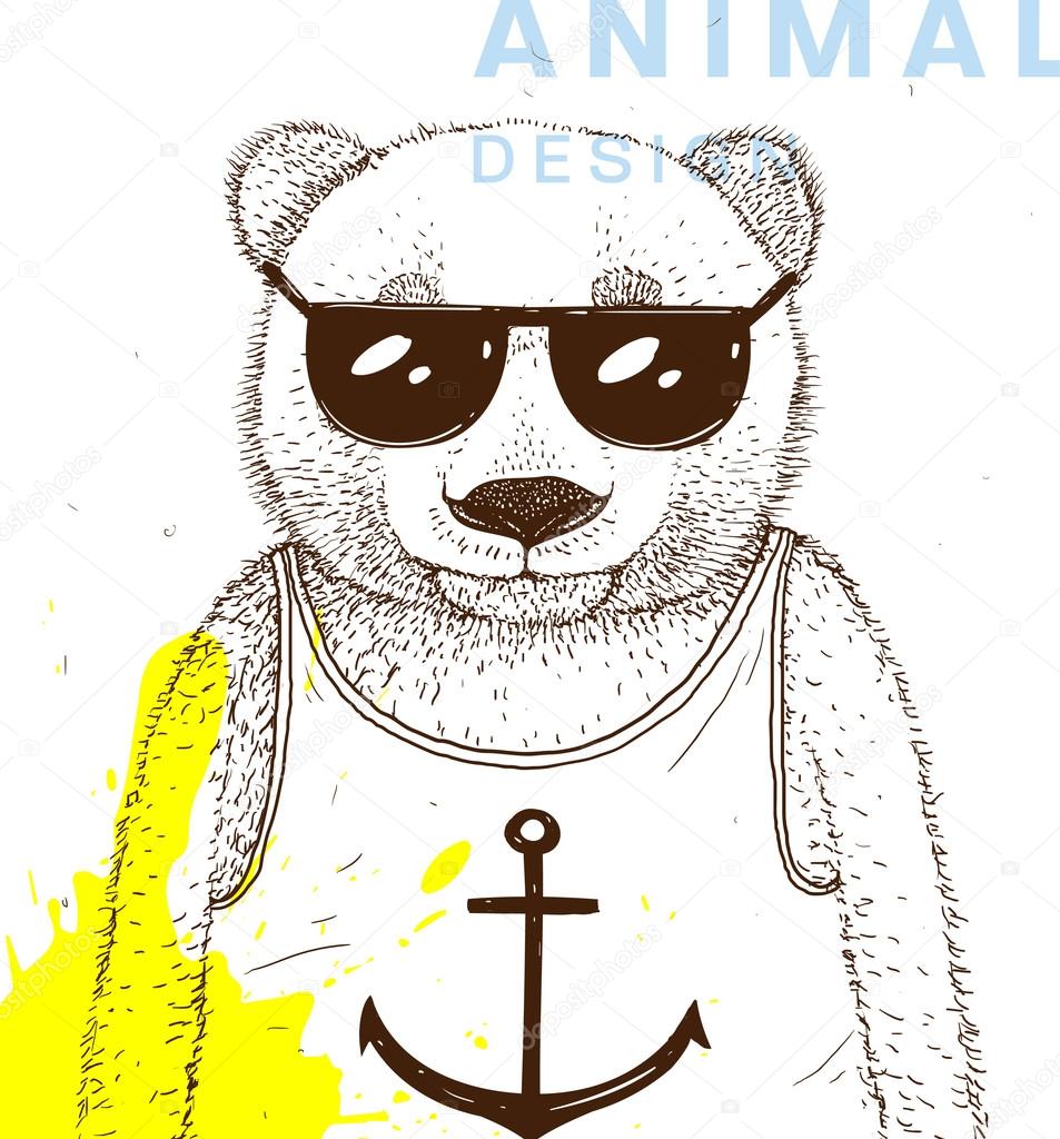 Gli Occhiali Camicia Ancoraggio Sole E Orso — Con Vettoriali Da Di uFTJlK1c35