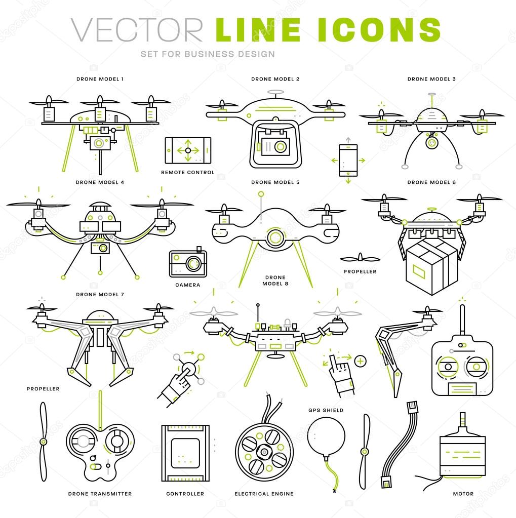 Aerial Drone icons set