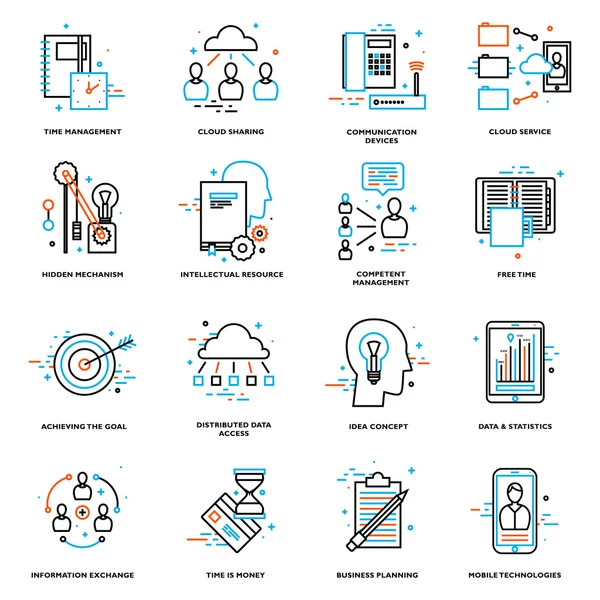 Tecnología y elementos de negocio — Vector de stock