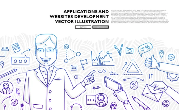 Iconos y elementos de desarrollo de aplicaciones — Archivo Imágenes Vectoriales