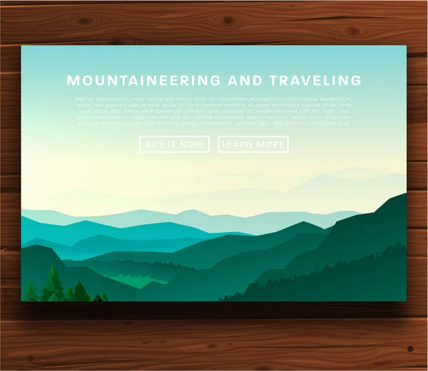 Mountaineering and Traveling  Illustration — Stock Vector