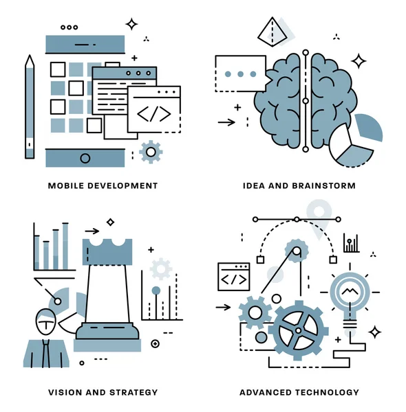 Teknologi dan Elemen Bisnis - Stok Vektor