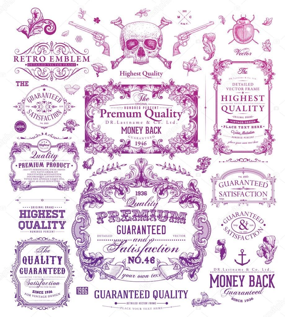 Retro elements, set — Stock Vector © Ozerina 125174584