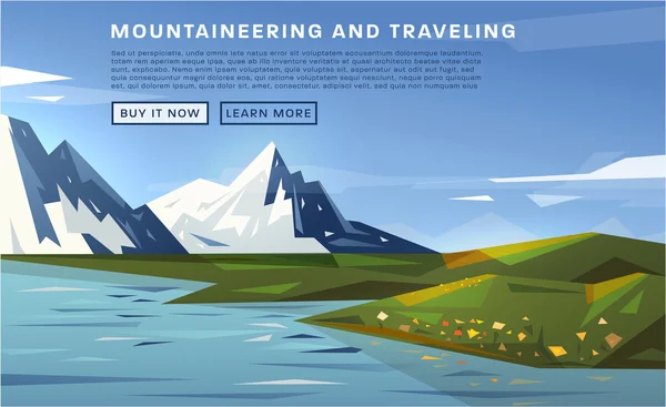 Mountaineering and Traveling  Illustration — Stock Vector