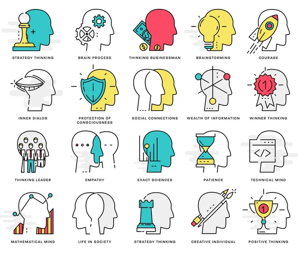 Brain, Mind Icons Set — Stock Vector