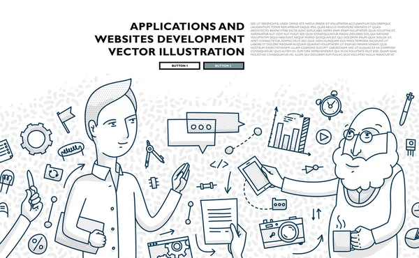 Iconos y elementos de desarrollo de aplicaciones — Vector de stock