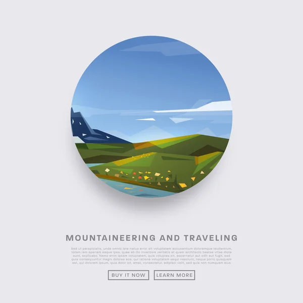 Mountaineering and Traveling  Illustration — Stock Vector