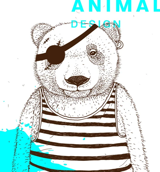 Bear pirate with eye patch — Stock Vector