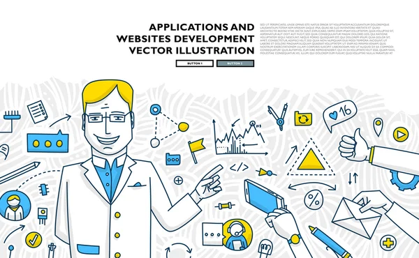 Iconos y elementos de desarrollo de aplicaciones — Vector de stock
