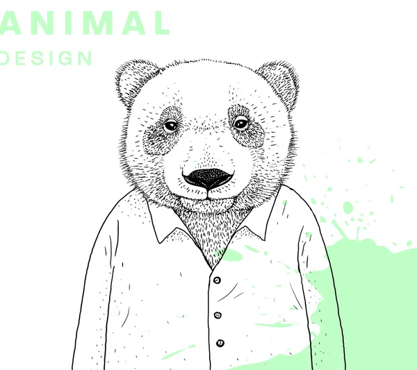 Ours hipster dessin animé — Image vectorielle