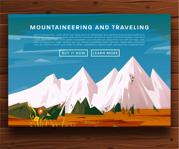 Mountaineering and Traveling  Illustration — Stock Vector