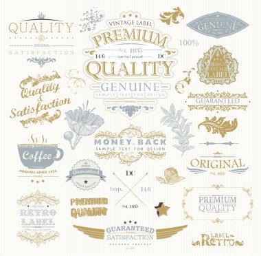Vintage tasarım etiket öğeleri koleksiyonu