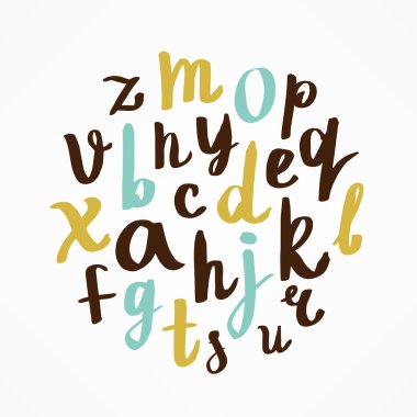 Alfabe harfleri. Çizilmiş tarzı el.