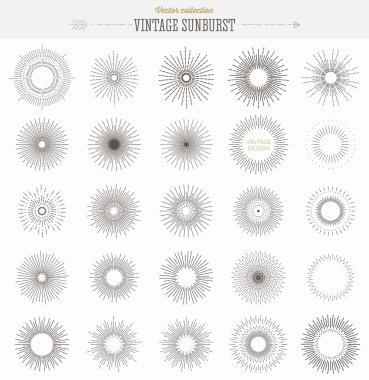 Set of Vintage Sunbusrt. Geometric Shapes clipart