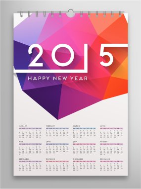 2015 yılı için renkli takvim