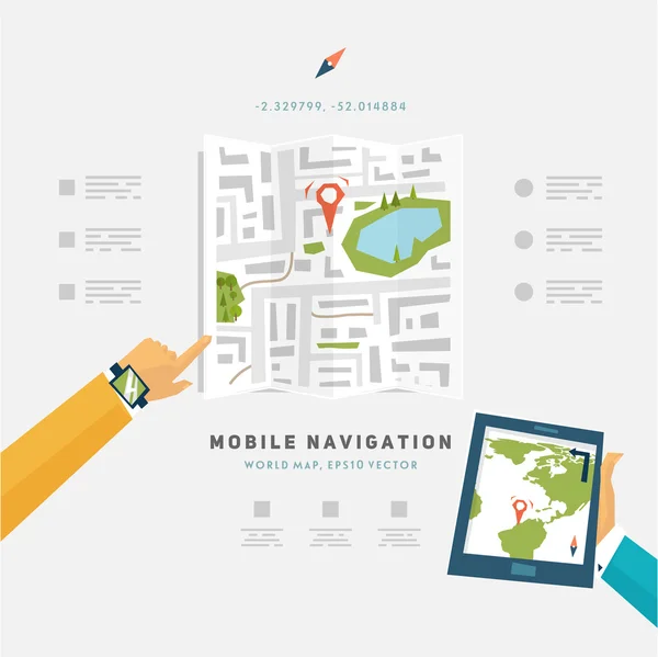 Telefone móvel com GPS Navegação App . —  Vetores de Stock