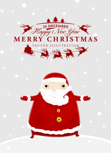 Santa Claus con la etiqueta de Feliz Navidad — Vector de stock