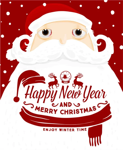 Santa Claus with Holly Christmas Label — Stock Vector