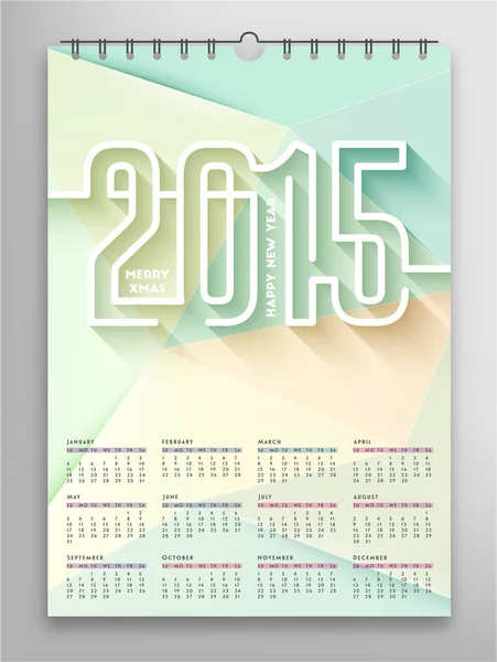 Calendario colorato per l'anno 2015 — Vettoriale Stock