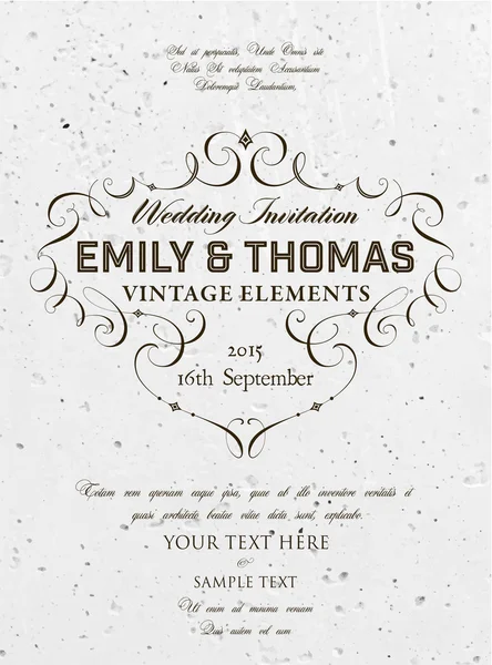 Vintage Elegant Wedding Invitation — Stock Vector