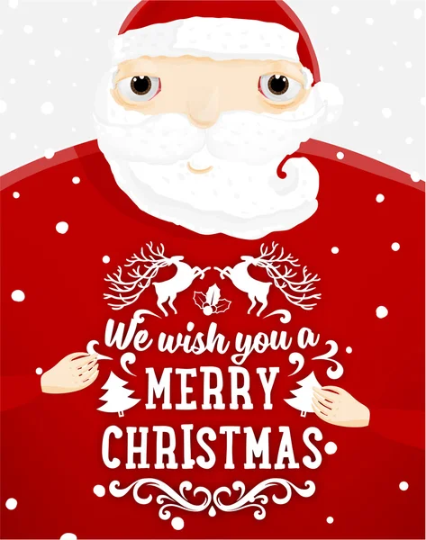 Santa Claus with Merry Christmas Label — Stock Vector