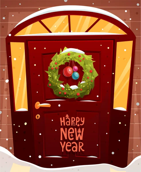 Door Christmas Decoration. — Stock Vector