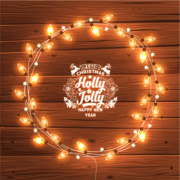 Lumières de Noël rougeoyantes couronne — Image vectorielle