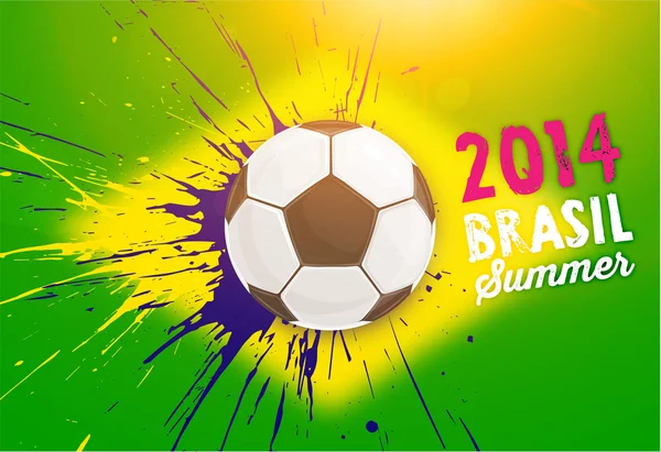 Blurred Brazil Flag and Soccer Ball — Stock Vector