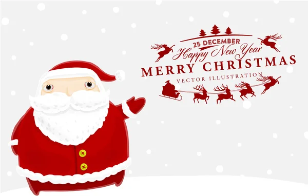 サンタ クロースとメリー クリスマス ラベル — ストックベクタ