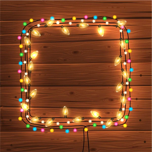 Glowing Christmas Lights Frame — Stock Vector