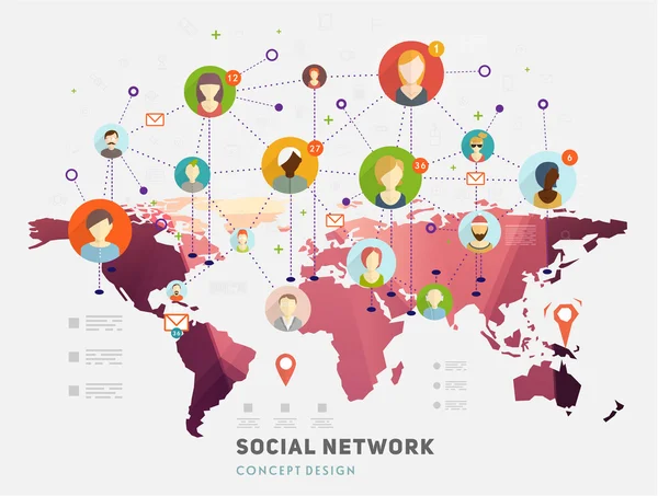 Koncepcja sieci społecznych wektor — Wektor stockowy