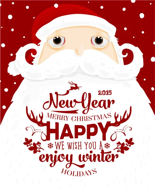 Santa Claus with New Year Label — Stock Vector