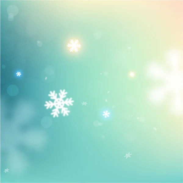 Christmas Blurred Background with Glow Snowflakes — Stock Vector